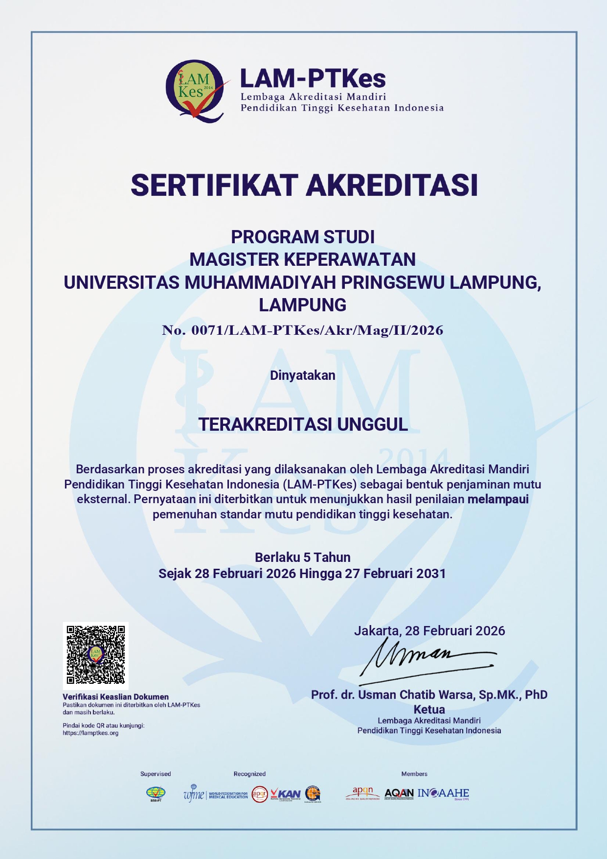 Akreditasi Prodi S2 Keperawatan UMPRI